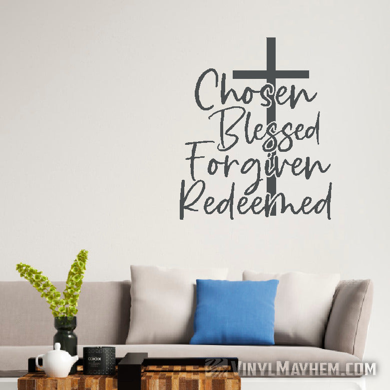 buy the Chosen Blessed Forgiven Redeemed Christian Easter vinyl sticker