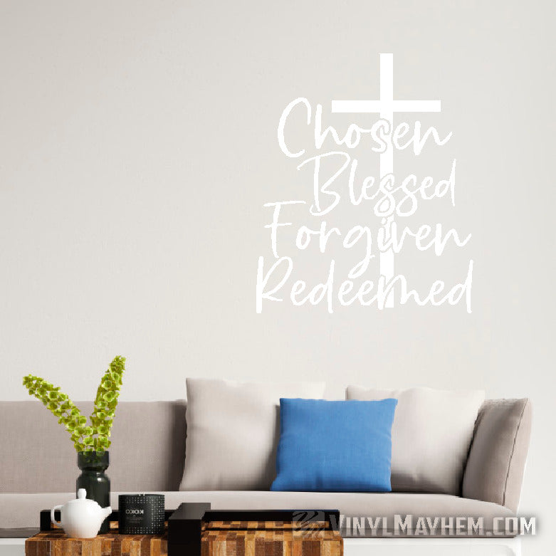 Chosen Blessed Forgiven Redeemed Christian Easter vinyl stickers