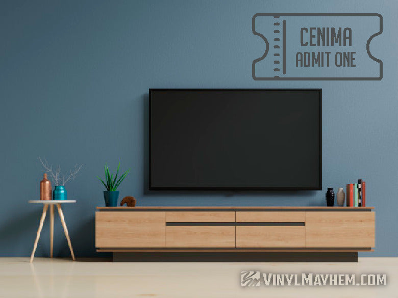 Cinema Admit One movie theater ticket vinyl sticker
