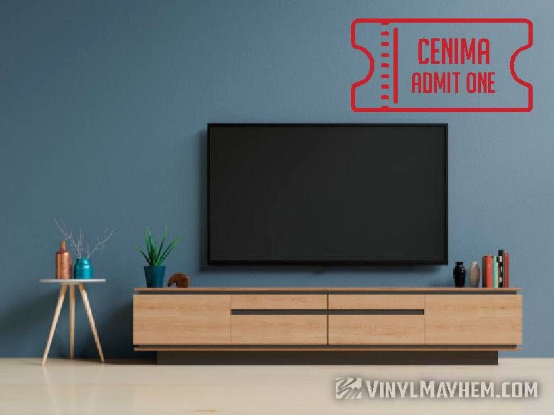 shop Cinema Admit One movie theater ticket vinyl sticker