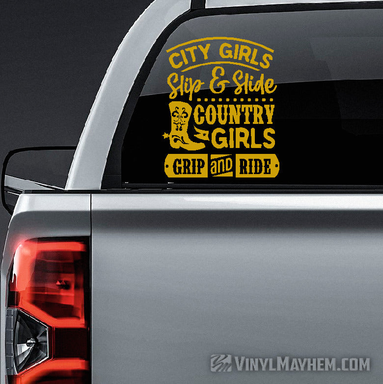 shop City Girls Slip &amp; Slide Country Girls Grip and Ride vinyl sticker