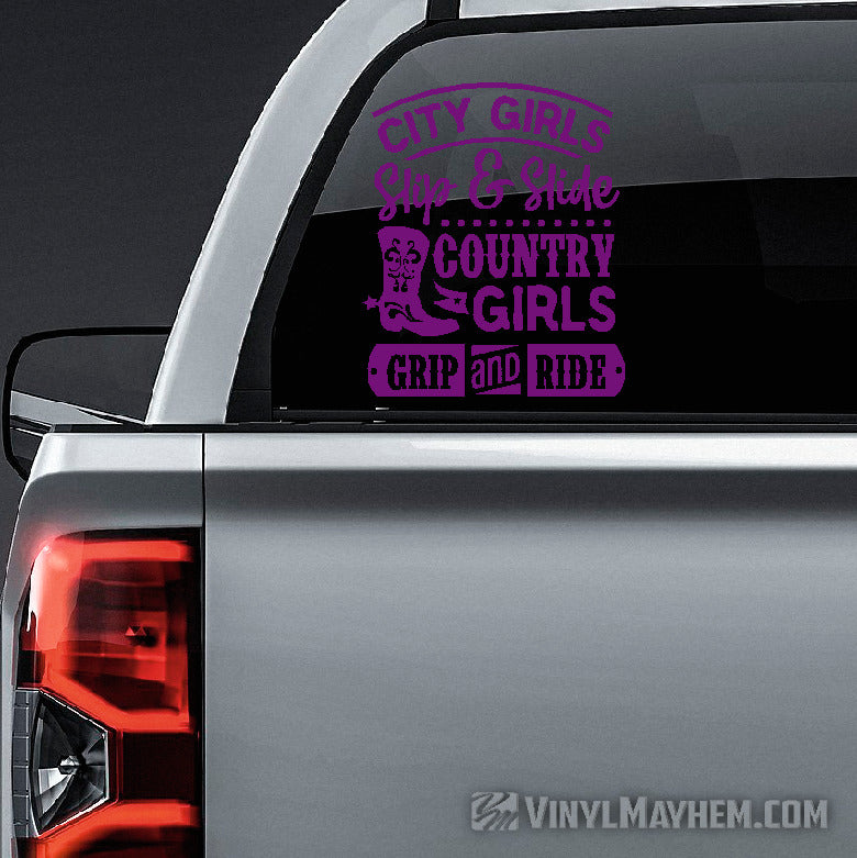 online City Girls Slip &amp; Slide Country Girls Grip and Ride vinyl sticker