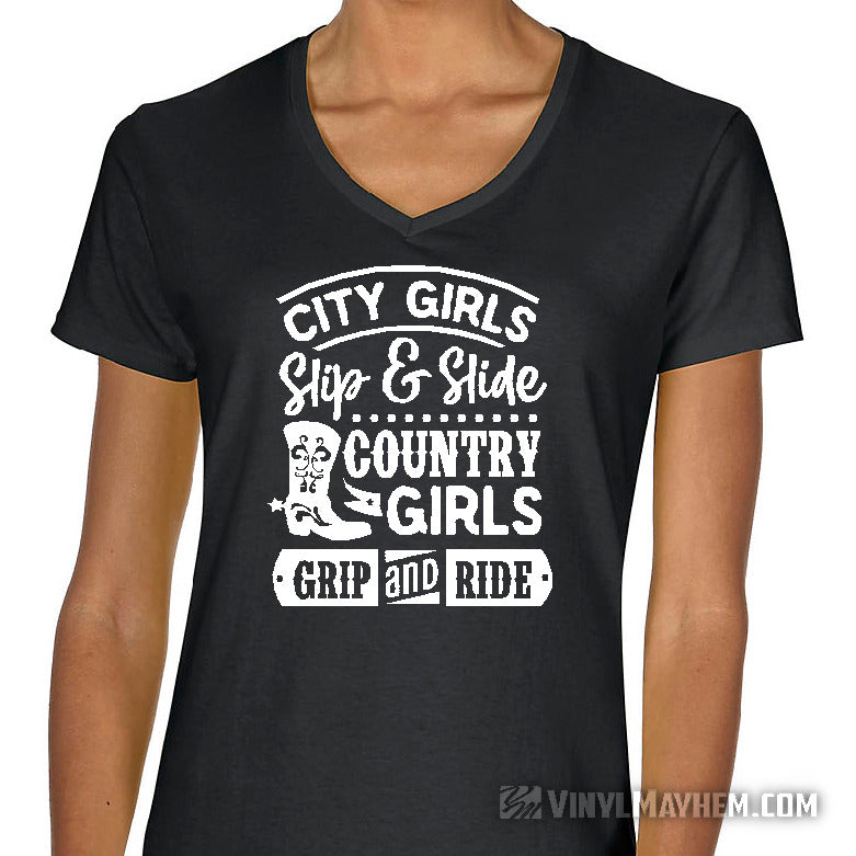 City Girls Slip & Slide Country Girls Grip And Ride women's T-Shirt