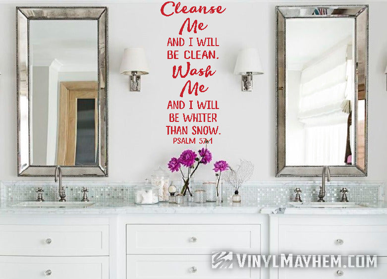 Cleanse me and I will be clean, Wash me and I will be whiter than snow vinyl sticker