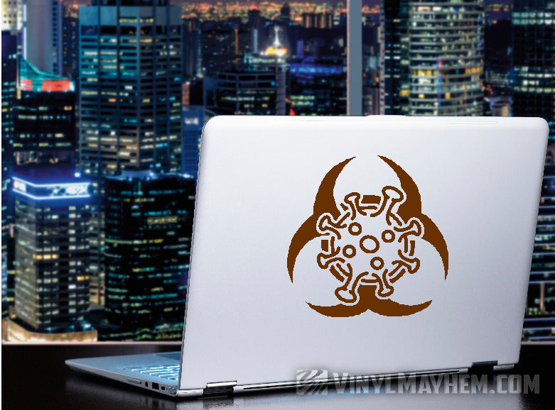 Coronavirus Biohazard warning symbol vinyl sticker in CA