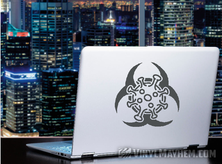 Coronavirus Biohazard warning symbol vinyl sticker gray