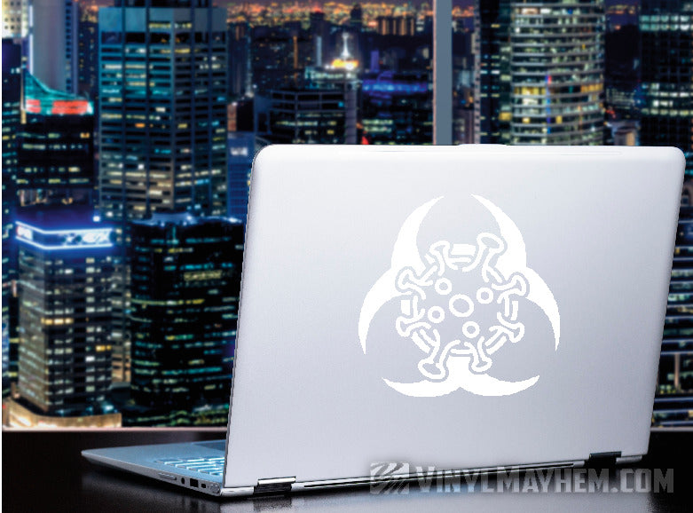 Coronavirus Biohazard warning symbol vinyl sticker white