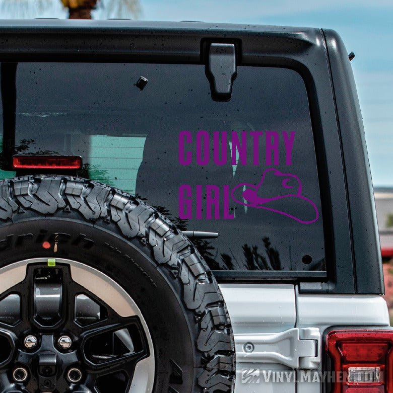 Country Girl with Cowboy Hat vinyl sticker