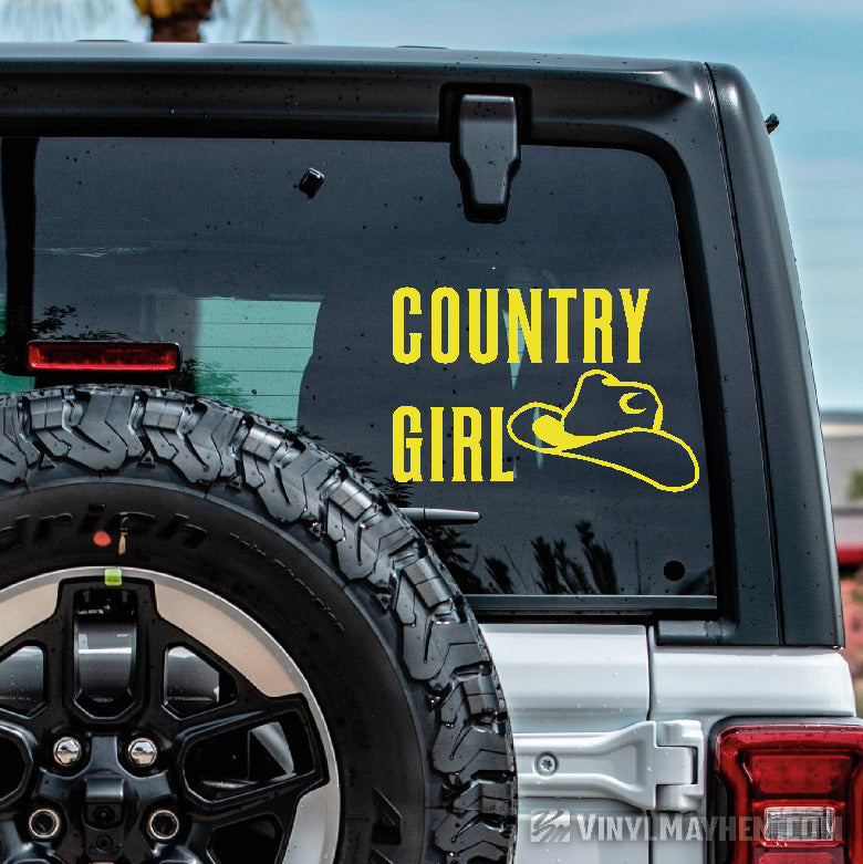 Country Girl with Cowboy Hat vinyl sticker