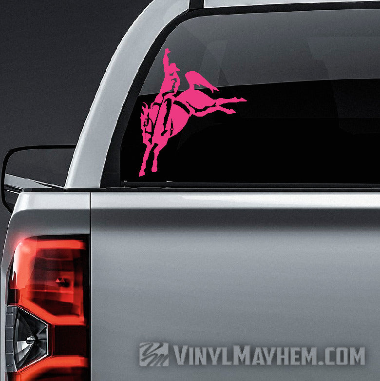 Cowboy Bronco vinyl sticker pink