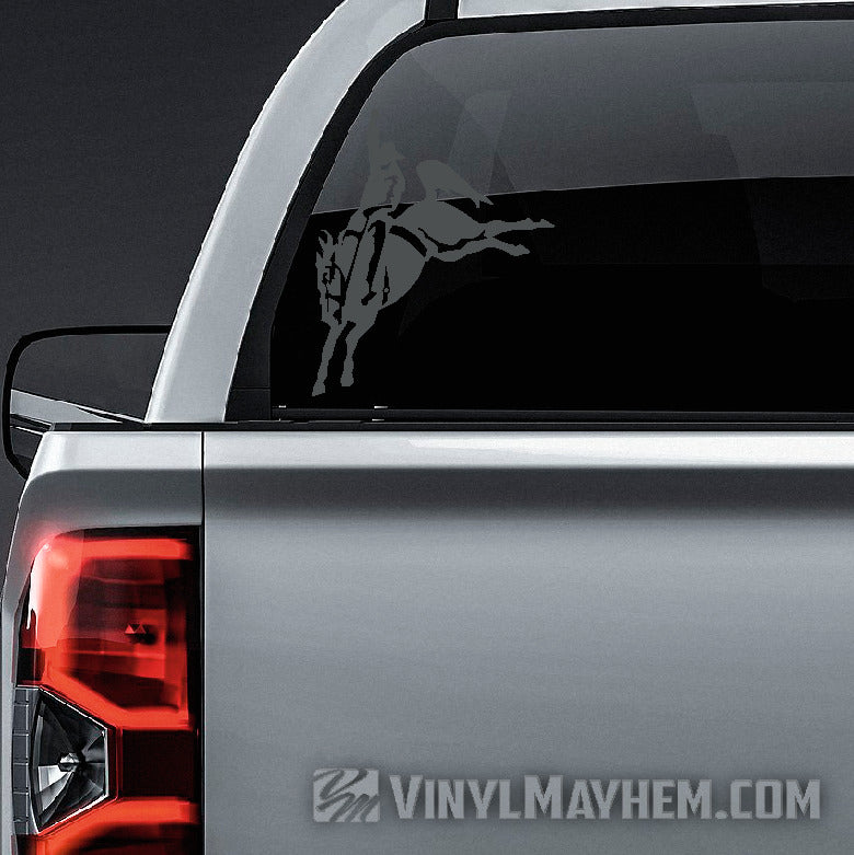 Cowboy Bronco vinyl sticker gray