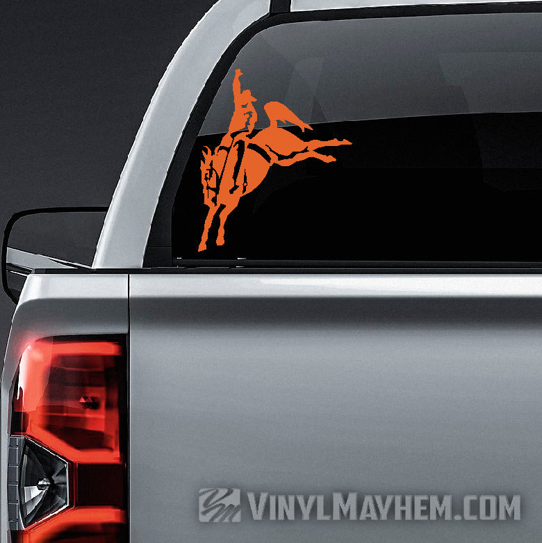 Cowboy Bronco vinyl sticker orange