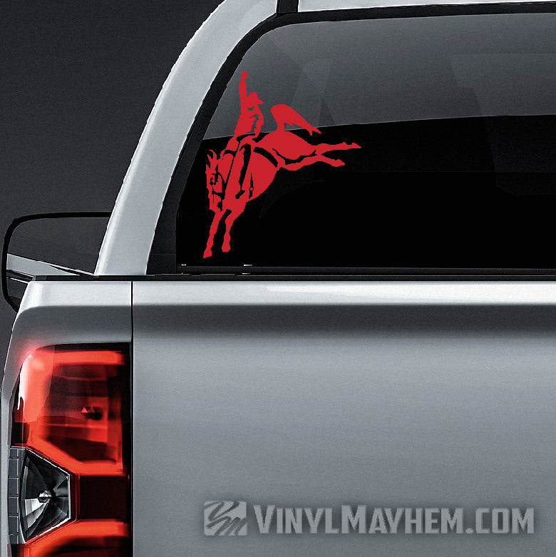 Cowboy Bronco vinyl sticker red