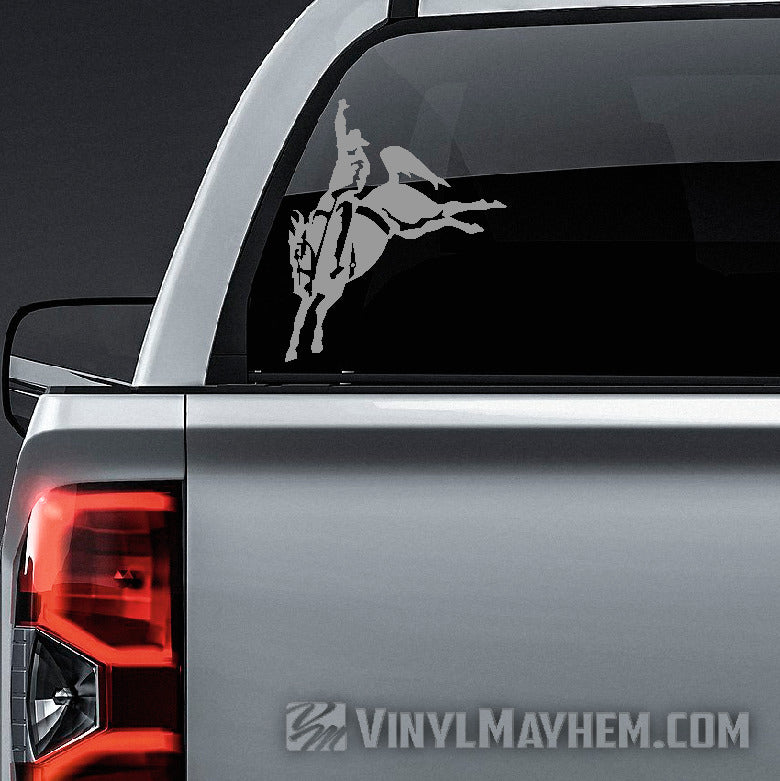 Cowboy Bronco vinyl sticker white