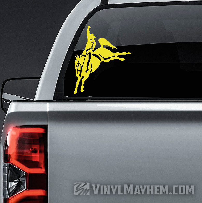 Cowboy Bronco vinyl sticker yellow