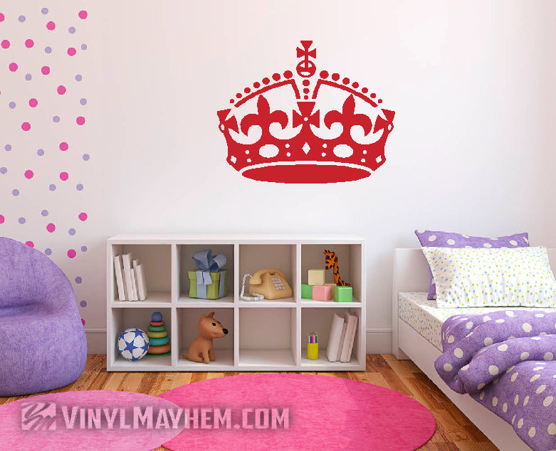 Crown with fleur-de-lis vinyl sticker red