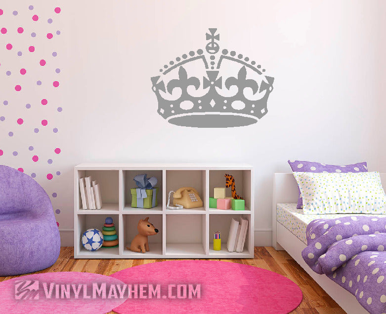 Crown with fleur-de-lis vinyl sticker gray