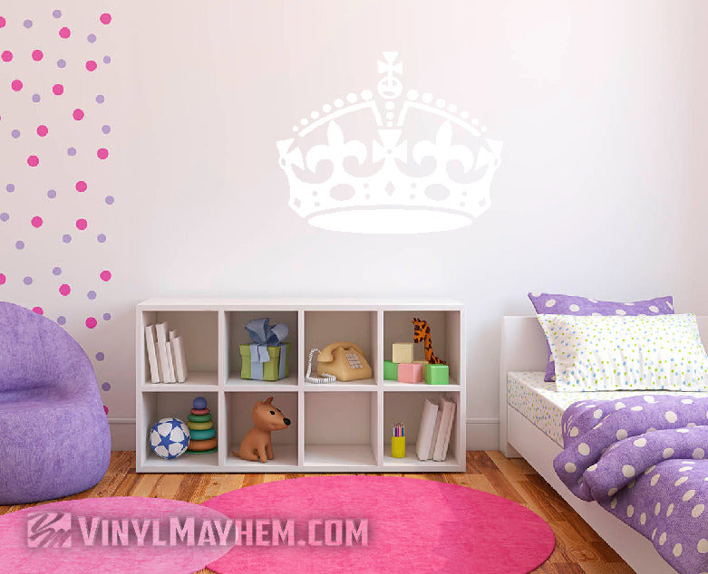 Crown with fleur-de-lis vinyl stickers white