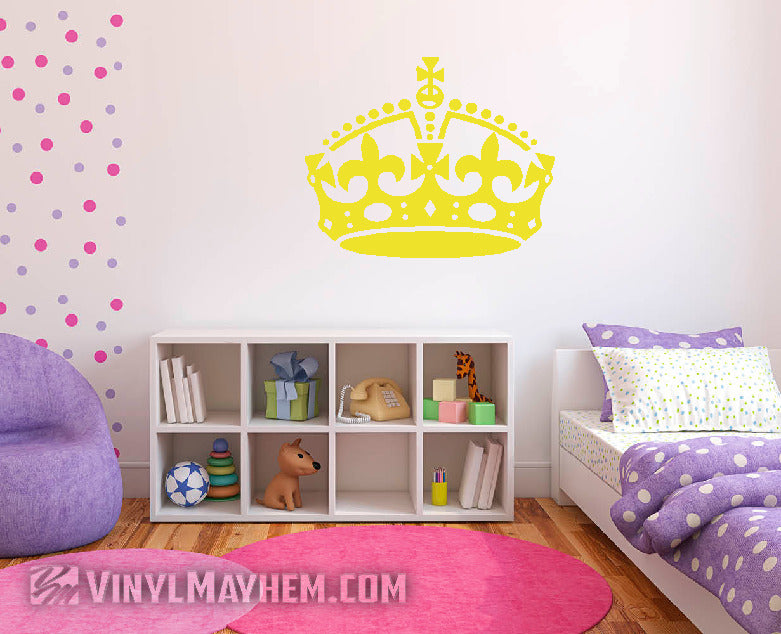 Crown with fleur-de-lis vinyl sticker yellow
