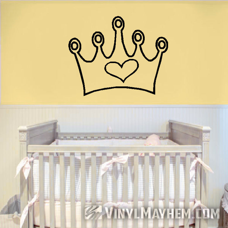 Crown with heart vinyl sticker black
