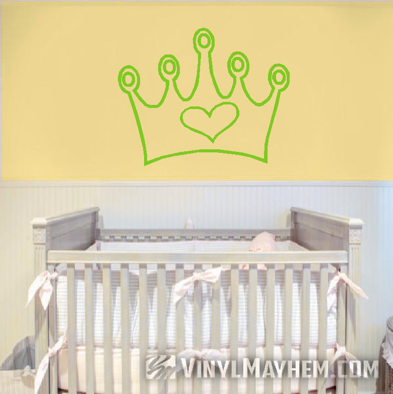 Crown with heart vinyl sticker green