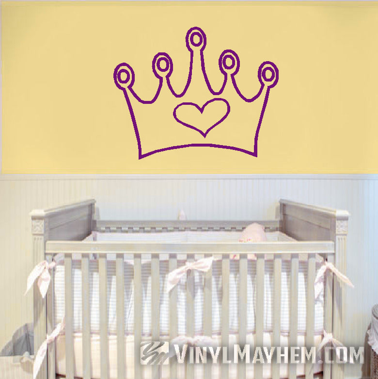 Crown with heart vinyl stickers