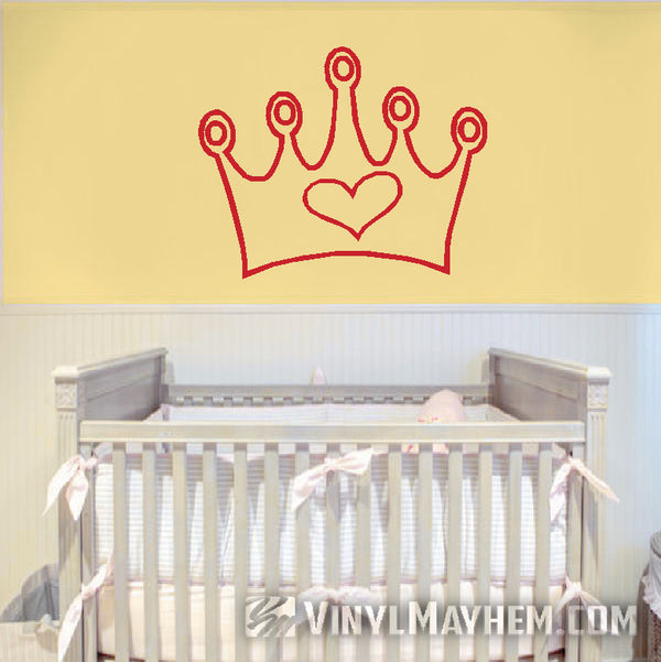 Crown with heart vinyl sticker  Crown Stickers & Decals - Vinyl Mayhem