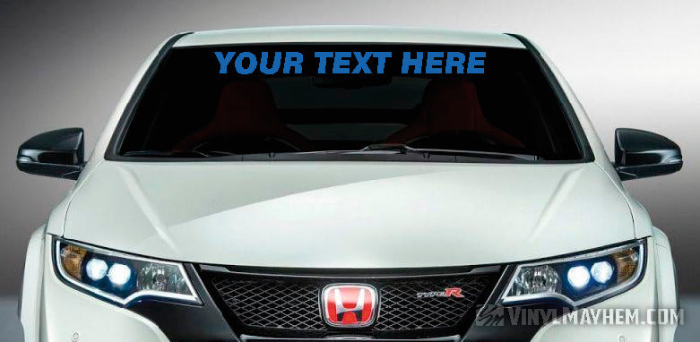 Windshield custom font and text vinyl sticker