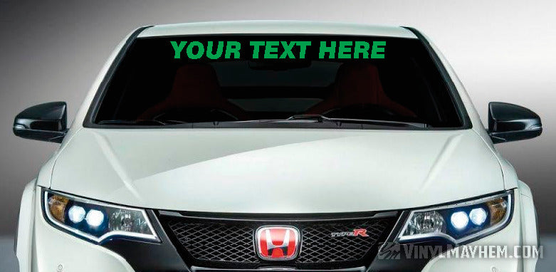 Windshield custom font and text vinyl sticker
