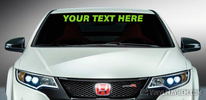 Windshield custom font and text vinyl sticker