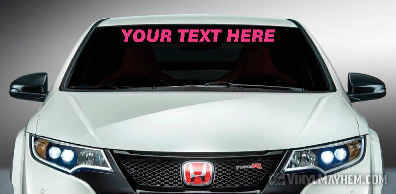 Windshield custom font and text vinyl sticker