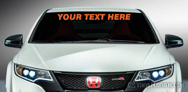 Windshield custom font and text vinyl sticker