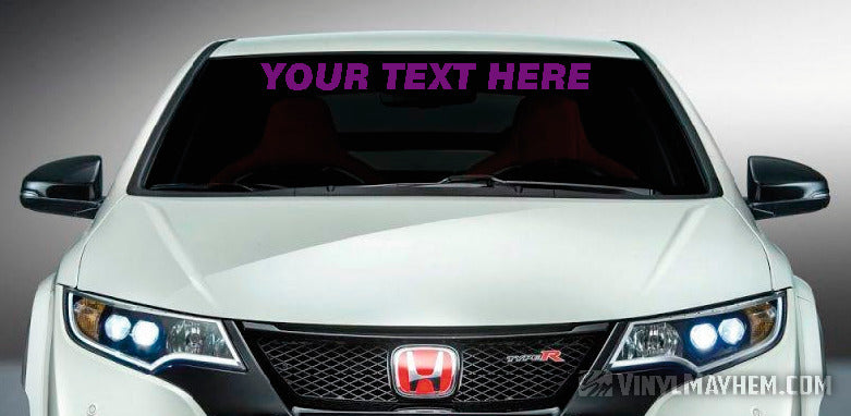 Windshield custom font and text vinyl sticker