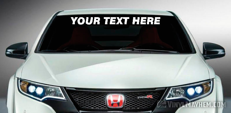 Windshield custom font and text vinyl sticker