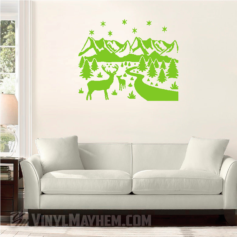 Deer wildlife winter scene vinyl sticker