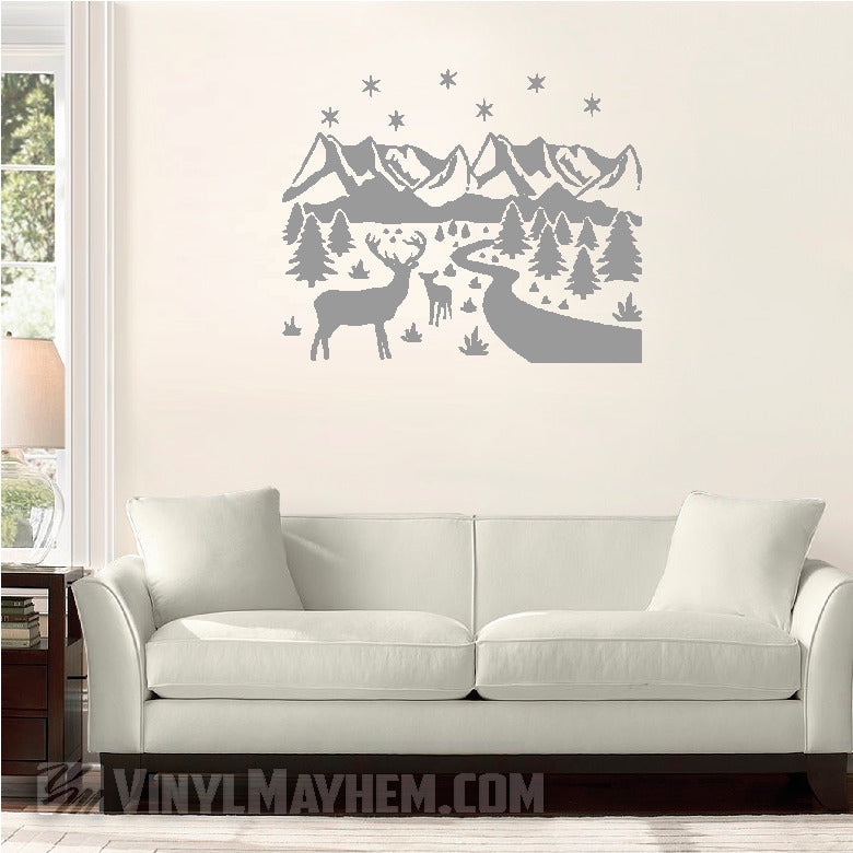 Deer wildlife winter scene vinyl sticker