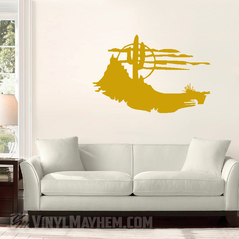Desert scene cactus and moon silhouette vinyl sticker