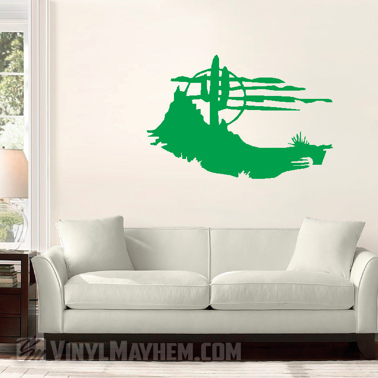 Desert scene cactus and moon silhouette vinyl sticker
