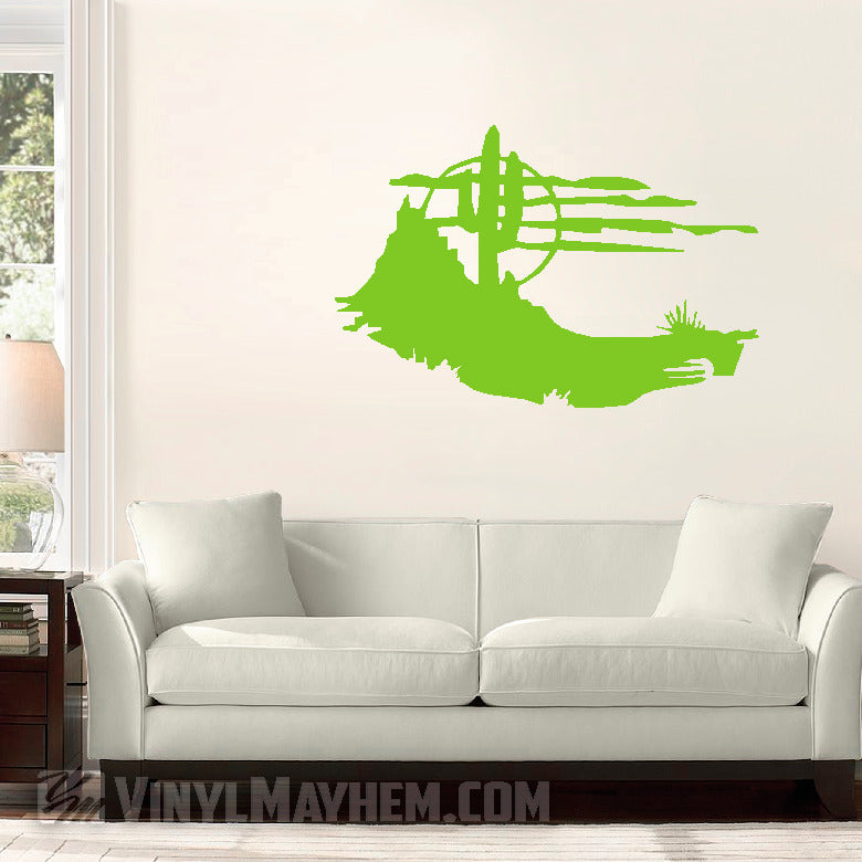 Desert scene cactus and moon silhouette vinyl sticker