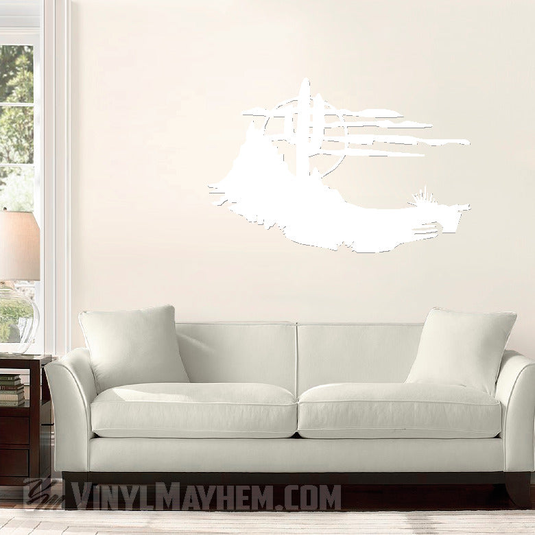 Desert scene cactus and moon silhouette vinyl sticker