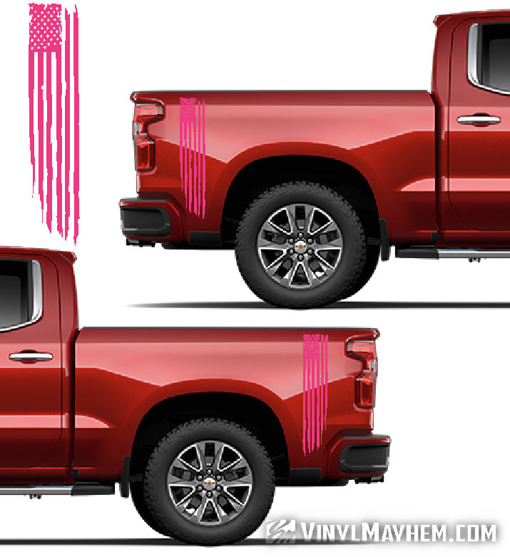 Distressed vertical American Flag bedside truck vinyl graphic kit