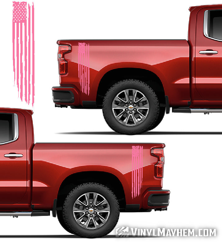 Distressed vertical American Flag bedside truck vinyl graphic kit
