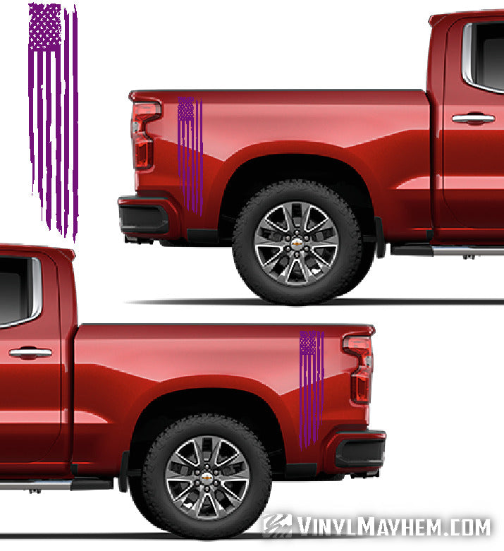 Distressed vertical American Flag bedside truck vinyl graphic kit