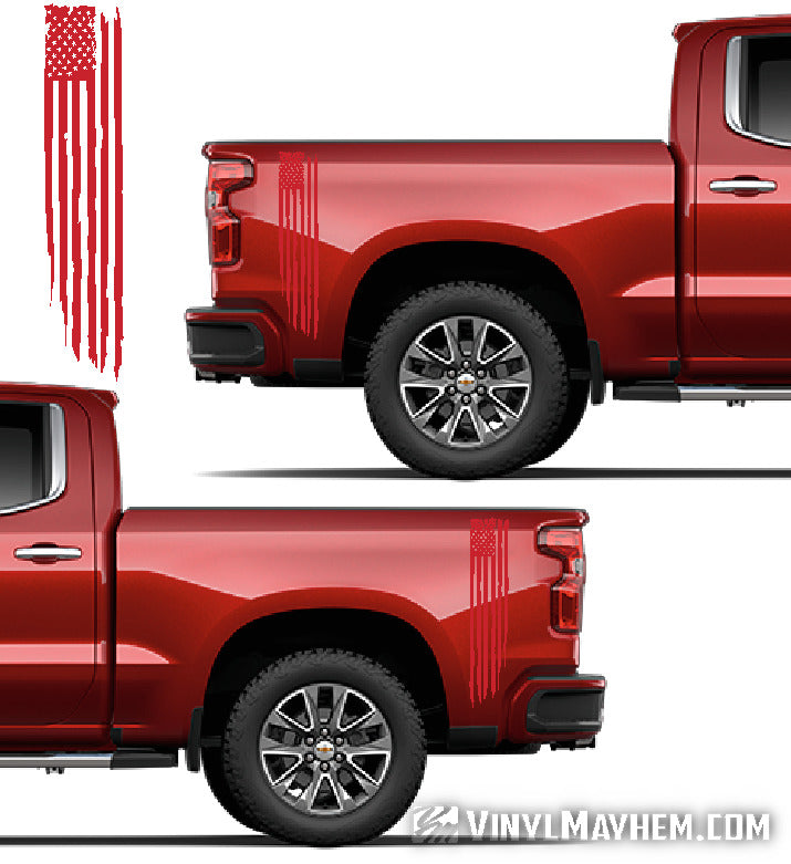 Distressed vertical American Flag bedside truck vinyl graphic kit