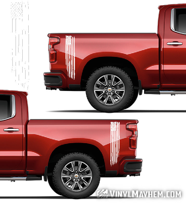 Distressed vertical American Flag bedside truck vinyl graphic kit