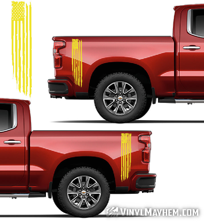 Distressed vertical American Flag bedside truck vinyl graphic kit