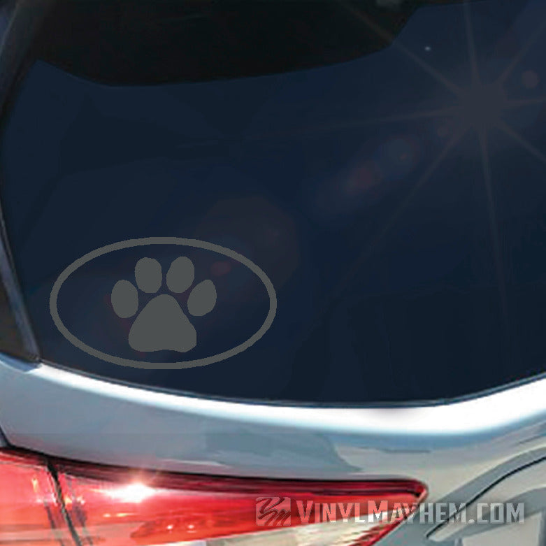Dog Paw oval vinyl sticker gray