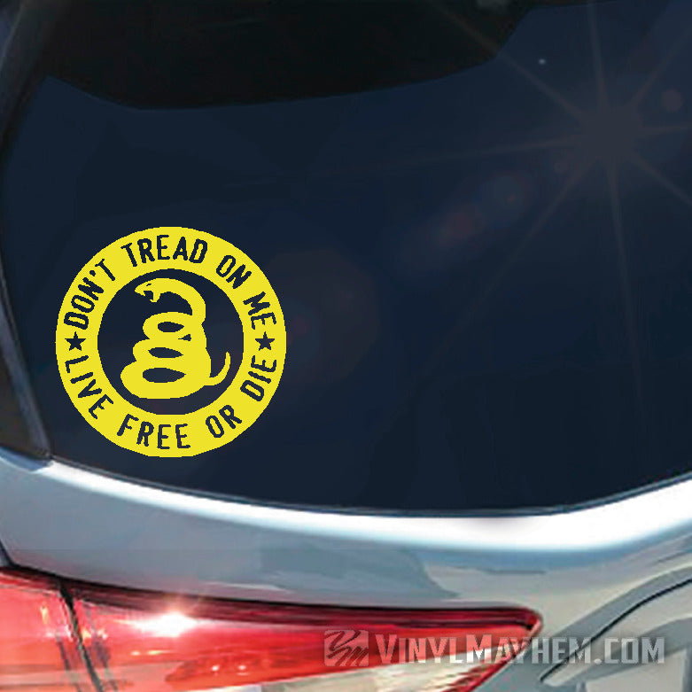 Don't Tread On Me Live Free Or Die circle vinyl sticker