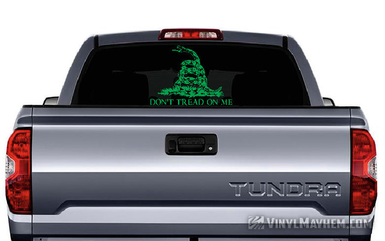 Don&#39;t Tread On Me Gadsden Flag vinyl sticker green