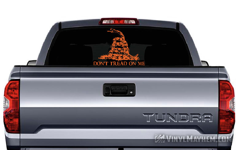 Don&#39;t Tread On Me Gadsden Flag vinyl sticker orange